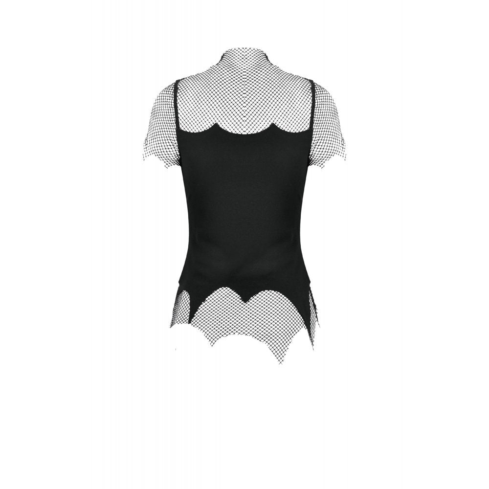 Dark in Love Women's Punk Vest Top Dark Mesh Chain UK 8-18 - QHA UK