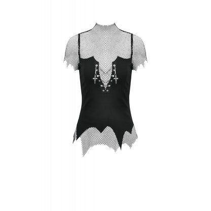 Dark in Love Women's Punk Vest Top Dark Mesh Chain UK 8-18 - QHA UK