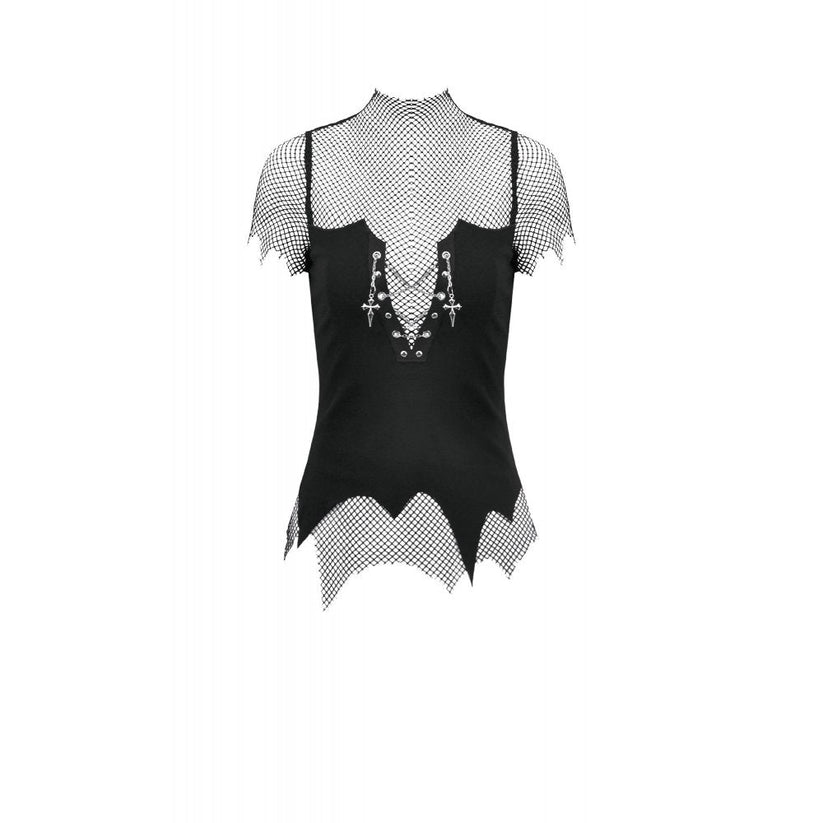 Dark in Love Women's Punk Vest Top Dark Mesh Chain UK 8-18 - QHA UK