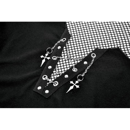 Dark in Love Women's Punk Vest Top Dark Mesh Chain UK 8-18 - QHA UK