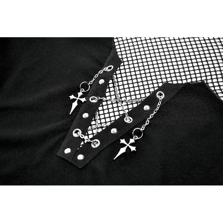 Dark in Love Women's Punk Vest Top Dark Mesh Chain UK 8-18 - QHA UK
