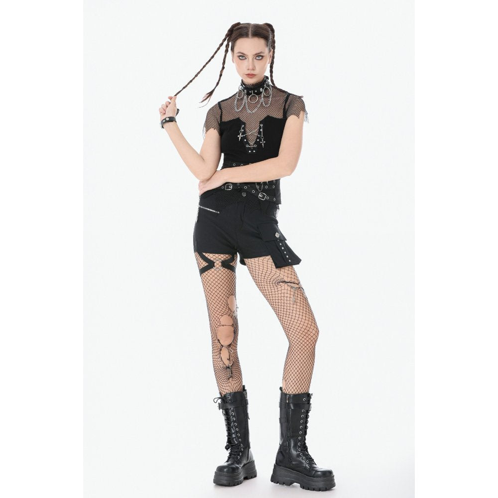 Dark in Love Women's Punk Vest Top Dark Mesh Chain UK 8-18 - QHA UK