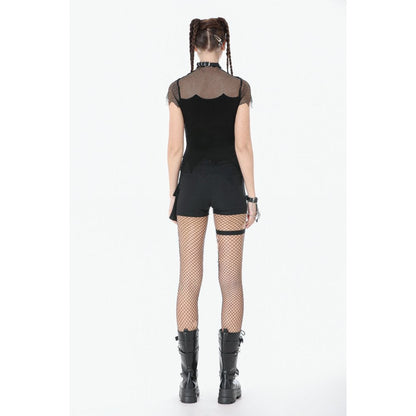 Dark in Love Women's Punk Vest Top Dark Mesh Chain UK 8-18 - QHA UK