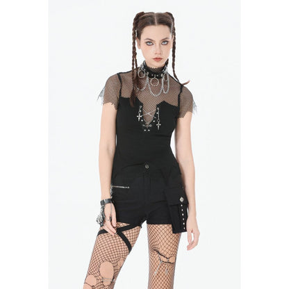 Dark in Love Women's Punk Vest Top Dark Mesh Chain UK 8-18 - QHA UK