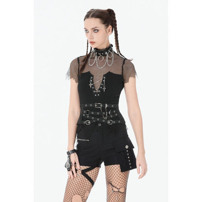 Dark in Love Women's Punk Vest Top Dark Mesh Chain UK 8-18 - QHA UK