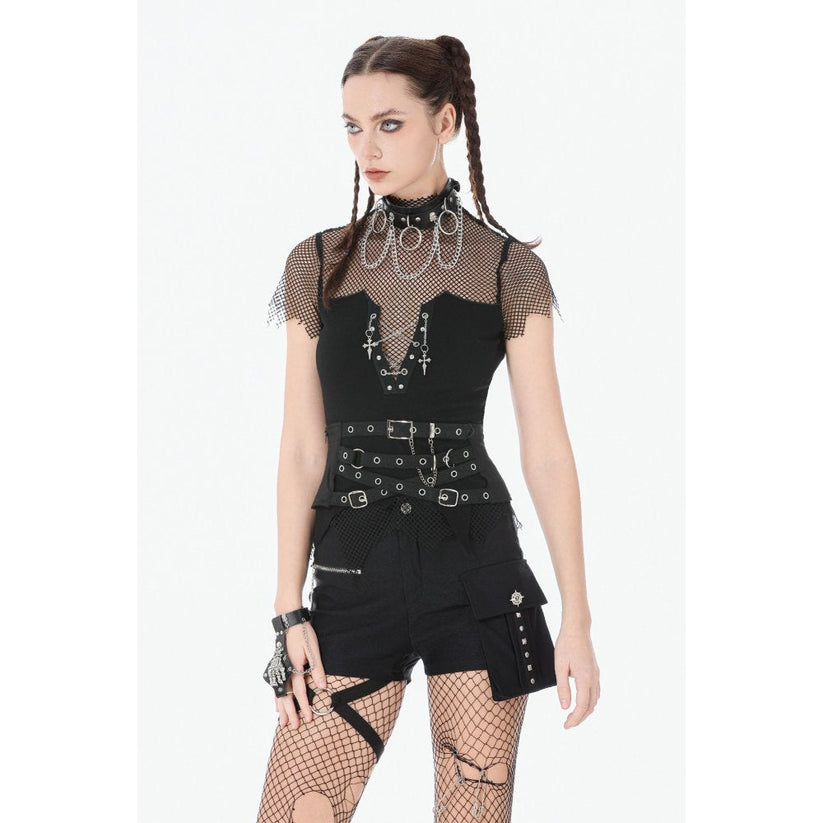 Dark in Love Women's Punk Vest Top Dark Mesh Chain UK 8-18 - QHA UK