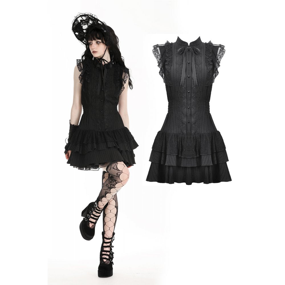 Dark in Love Gothic Dress Diya Sleeveless Tiered UK 8-18 - QHA UK