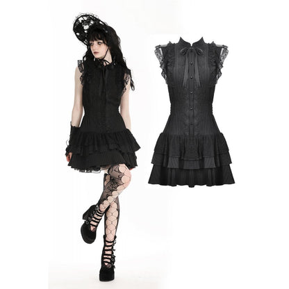 Dark in Love Gothic Dress Diya Sleeveless Tiered UK 8-18 - QHA UK