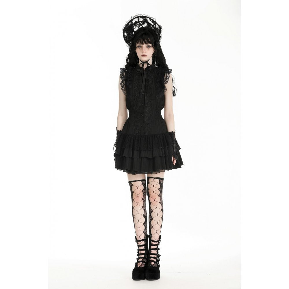 Dark in Love Gothic Dress Diya Sleeveless Tiered UK 8-18 - QHA UK