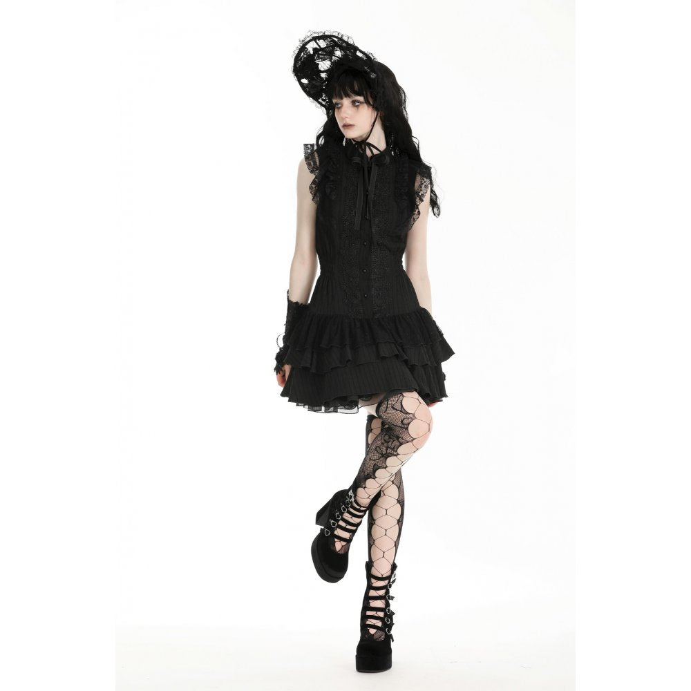 Dark in Love Gothic Dress Diya Sleeveless Tiered UK 8-18 - QHA UK