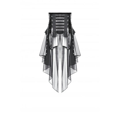 Dark in Love Skirt Draven Layered Mesh and Faux Leather Waist Cincher - Waistband Detail - QHA UK