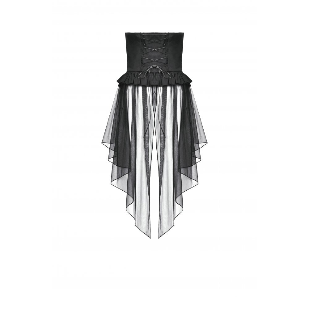 Dark in Love Skirt Draven Layered Mesh and Faux Leather Waist Cincher - Waistband Detail - QHA UK