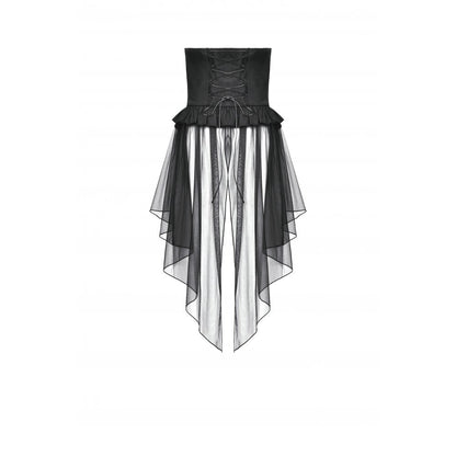 Dark in Love Skirt Draven Layered Mesh and Faux Leather Waist Cincher - Waistband Detail - QHA UK
