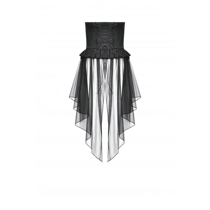 Dark in Love Skirt Draven Layered Mesh and Faux Leather Waist Cincher - Waistband Detail - QHA UK