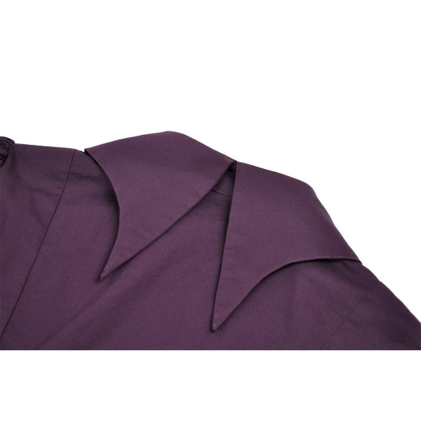 Dark in Love Blouse Druantia Puff-Sleeve Deep Purple UK 8-18 - Sleeve Detail - QHA UK