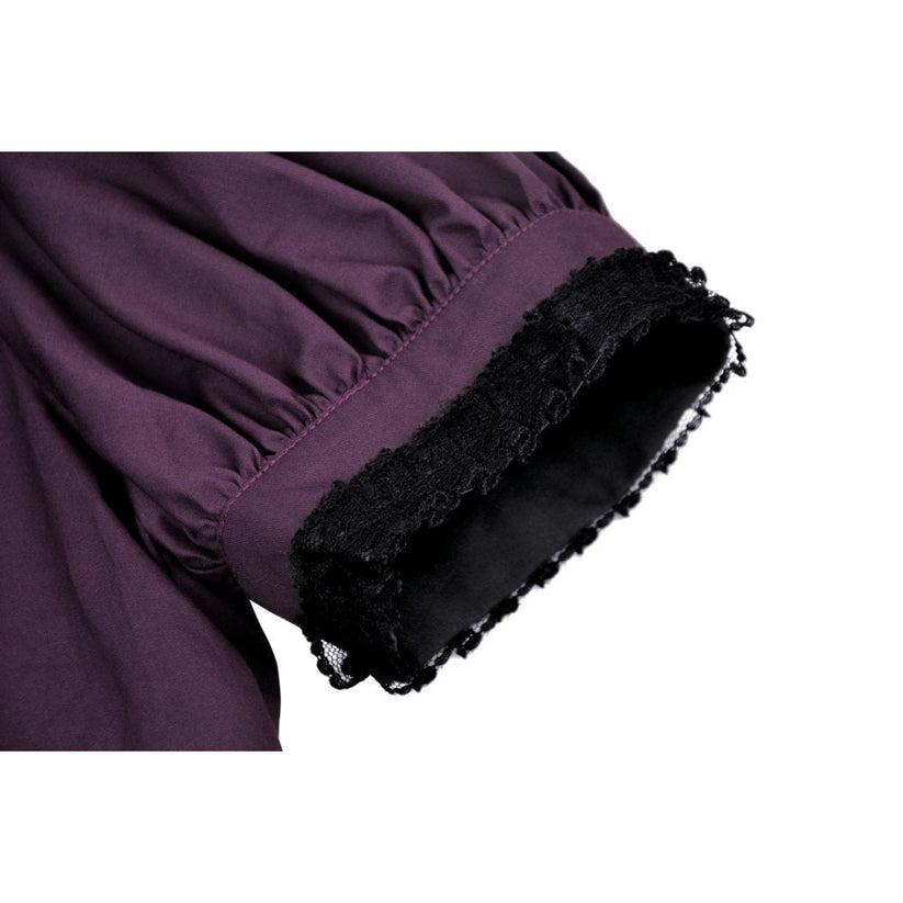 Dark in Love Blouse Druantia Puff-Sleeve Deep Purple UK 8-18 - Sleeve Detail - QHA UK