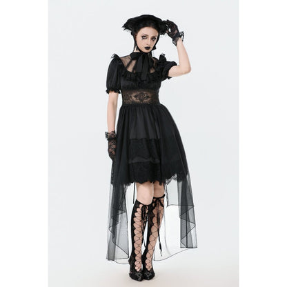 Dark in Love Gothic Dress Ebon Rose High-Low Mesh and Lace UK 8-18 - QHA UK