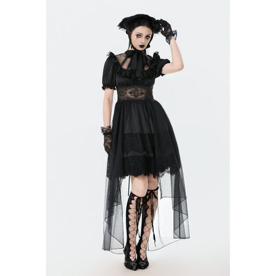 Dark in Love Gothic Dress Ebon Rose High-Low Mesh and Lace UK 8-18 - QHA UK