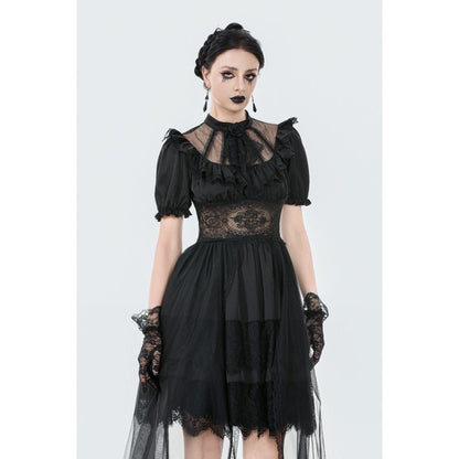 Dark in Love Gothic Dress Ebon Rose High-Low Mesh and Lace UK 8-18 - QHA UK