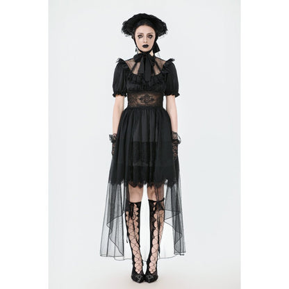 Dark in Love Gothic Dress Ebon Rose High-Low Mesh and Lace UK 8-18 - QHA UK