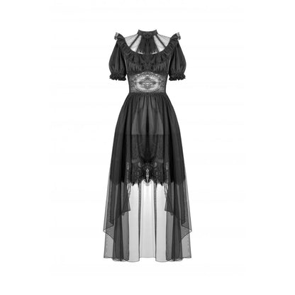 Dark in Love Gothic Dress Ebon Rose High-Low Mesh and Lace UK 8-18 - QHA UK