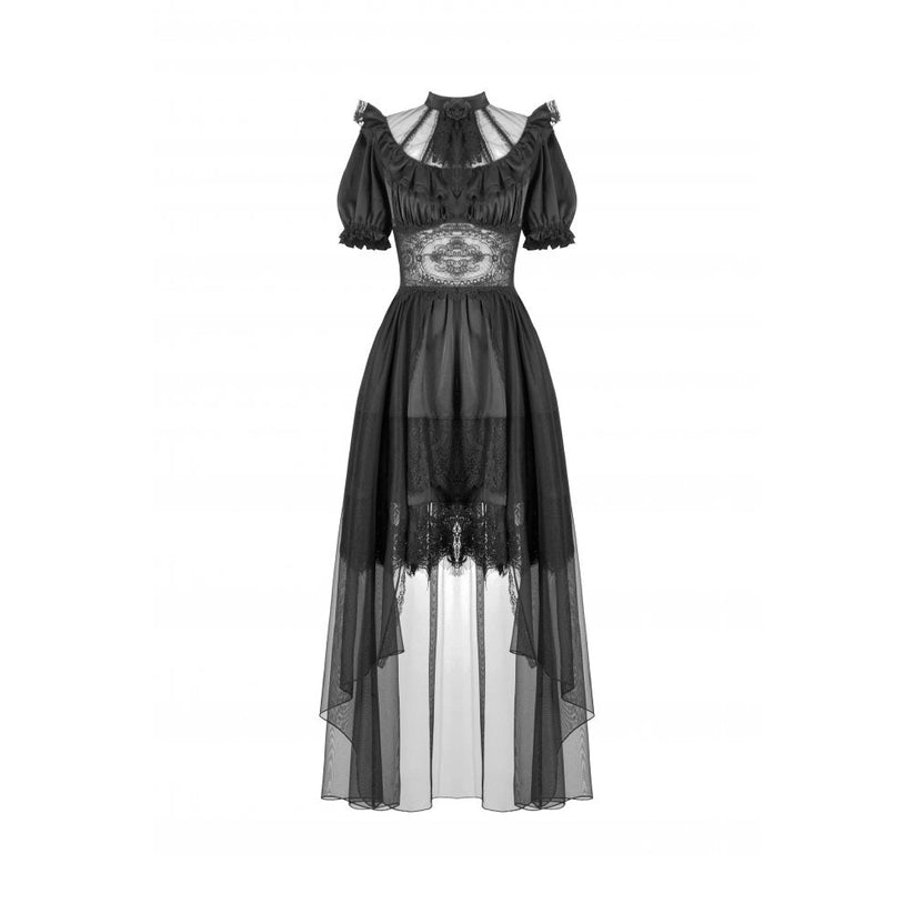 Dark in Love Gothic Dress Ebon Rose High-Low Mesh and Lace UK 8-18 - QHA UK