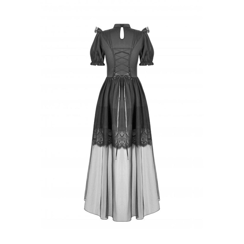 Dark in Love Gothic Dress Ebon Rose High-Low Mesh and Lace UK 8-18 - QHA UK