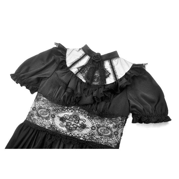 Dark in Love Gothic Dress Ebon Rose High-Low Mesh and Lace UK 8-18 - QHA UK