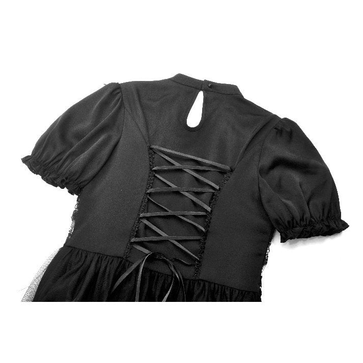 Dark in Love Gothic Dress Ebon Rose High-Low Mesh and Lace UK 8-18 - QHA UK