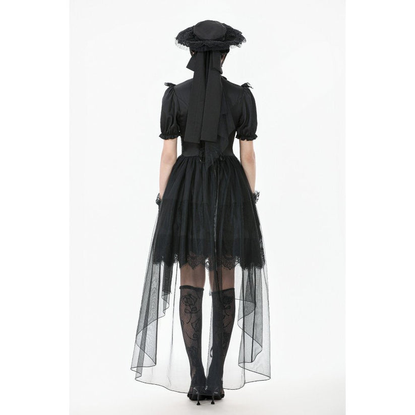 Dark in Love Gothic Dress Ebon Rose High-Low Mesh and Lace UK 8-18 - QHA UK