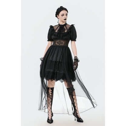 Dark in Love Gothic Dress Ebon Rose High-Low Mesh and Lace UK 8-18 - QHA UK
