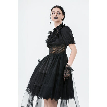 Dark in Love Gothic Dress Ebon Rose High-Low Mesh and Lace UK 8-18 - QHA UK