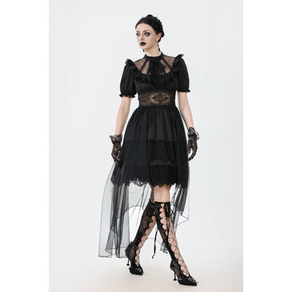 Dark in Love Gothic Dress Ebon Rose High-Low Mesh and Lace UK 8-18 - QHA UK