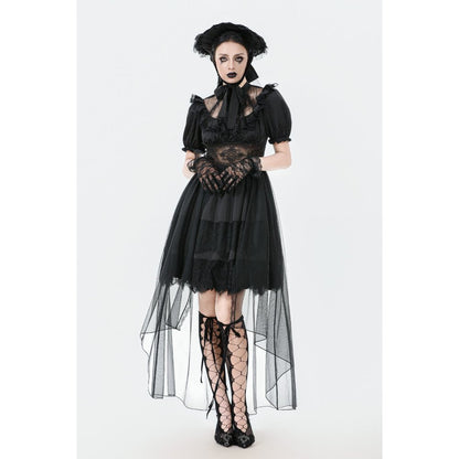 Dark in Love Gothic Dress Ebon Rose High-Low Mesh and Lace UK 8-18 - QHA UK