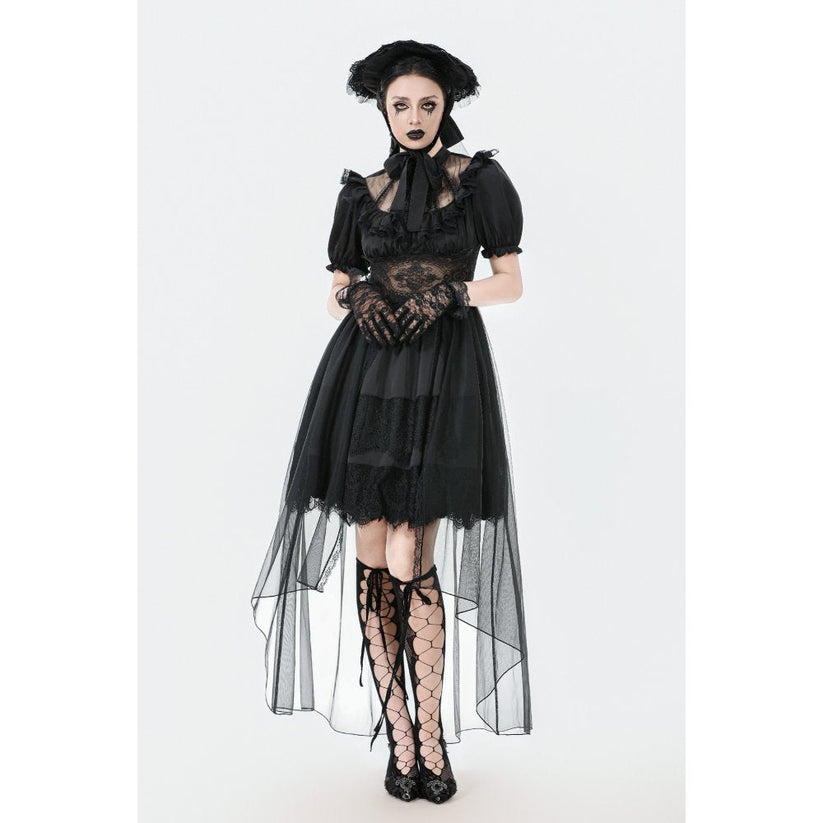 Dark in Love Gothic Dress Ebon Rose High-Low Mesh and Lace UK 8-18 - QHA UK