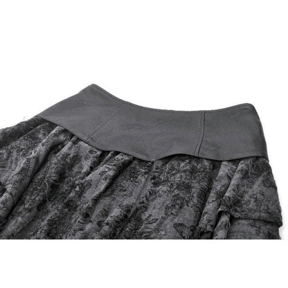 Dark in Love Gothic Skirt Elandra Layered Lace Handkerchief Hem - QHA UK