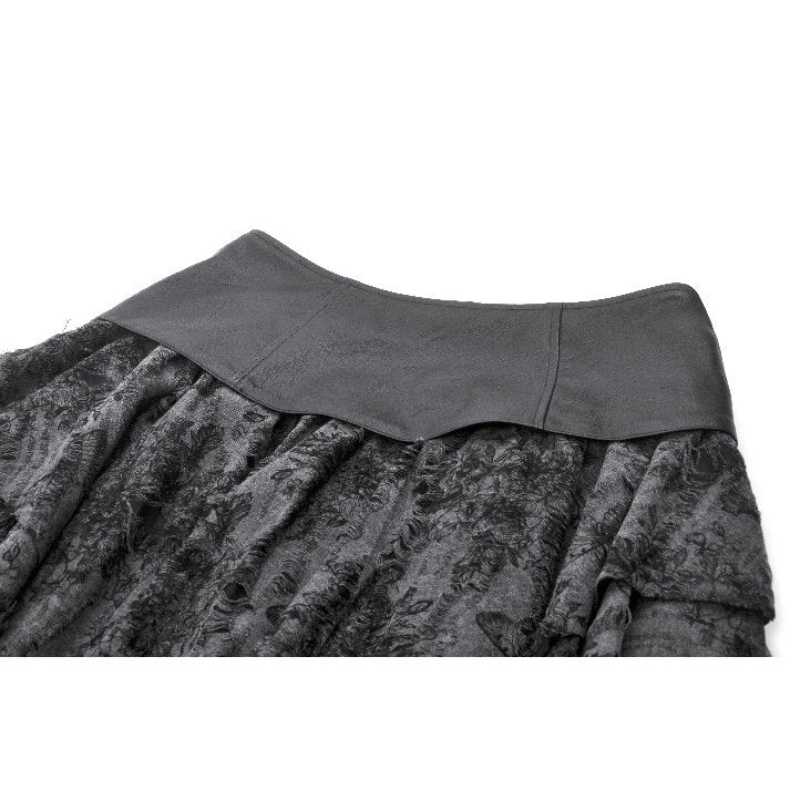 Dark in Love Gothic Skirt Elandra Layered Lace Handkerchief Hem - QHA UK
