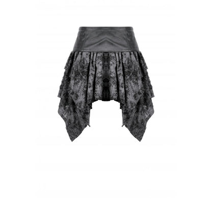 Dark in Love Gothic Skirt Elandra Layered Lace Handkerchief Hem - QHA UK