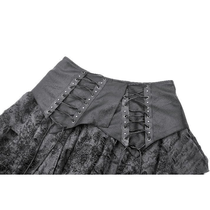 Dark in Love Gothic Skirt Elandra Layered Lace Handkerchief Hem - QHA UK