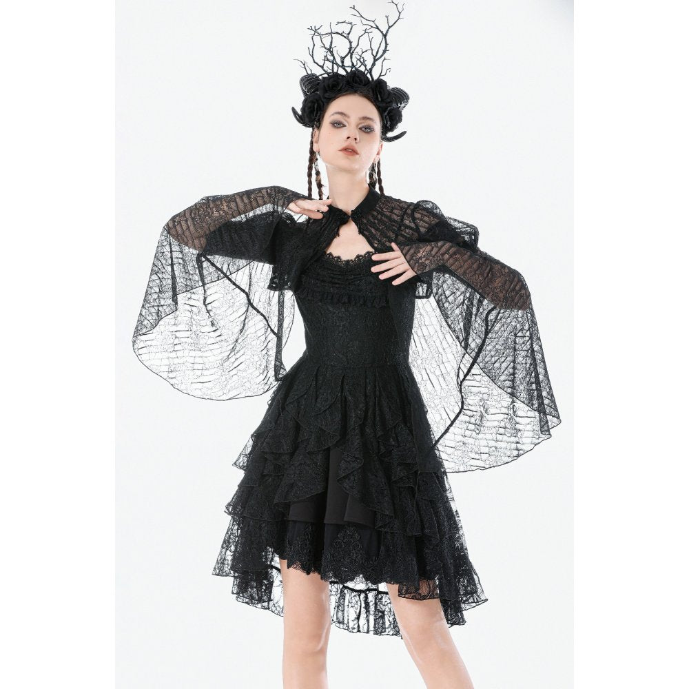 Dark in Love Gothic Cape Elara Lace Shoulder UK 10-22 - QHA UK