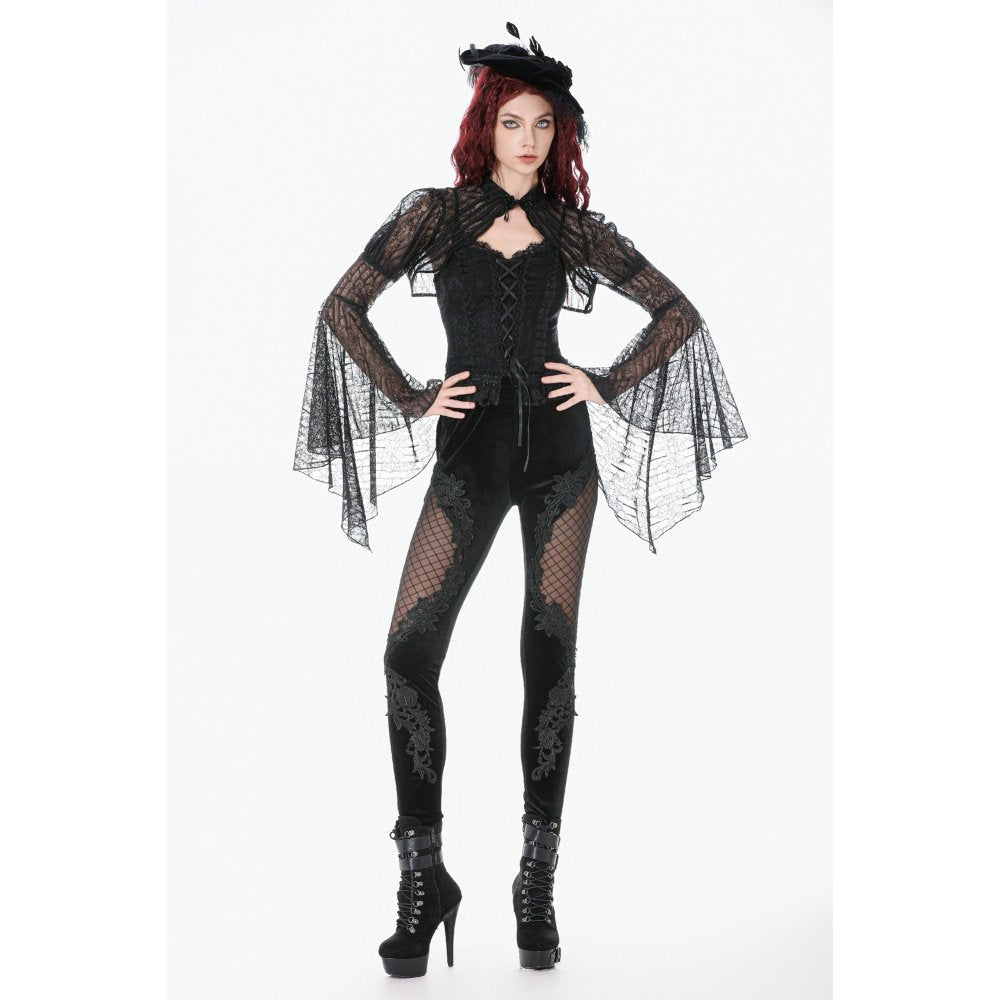 Dark in Love Gothic Cape Elara Lace Shoulder UK 10-22 - QHA UK