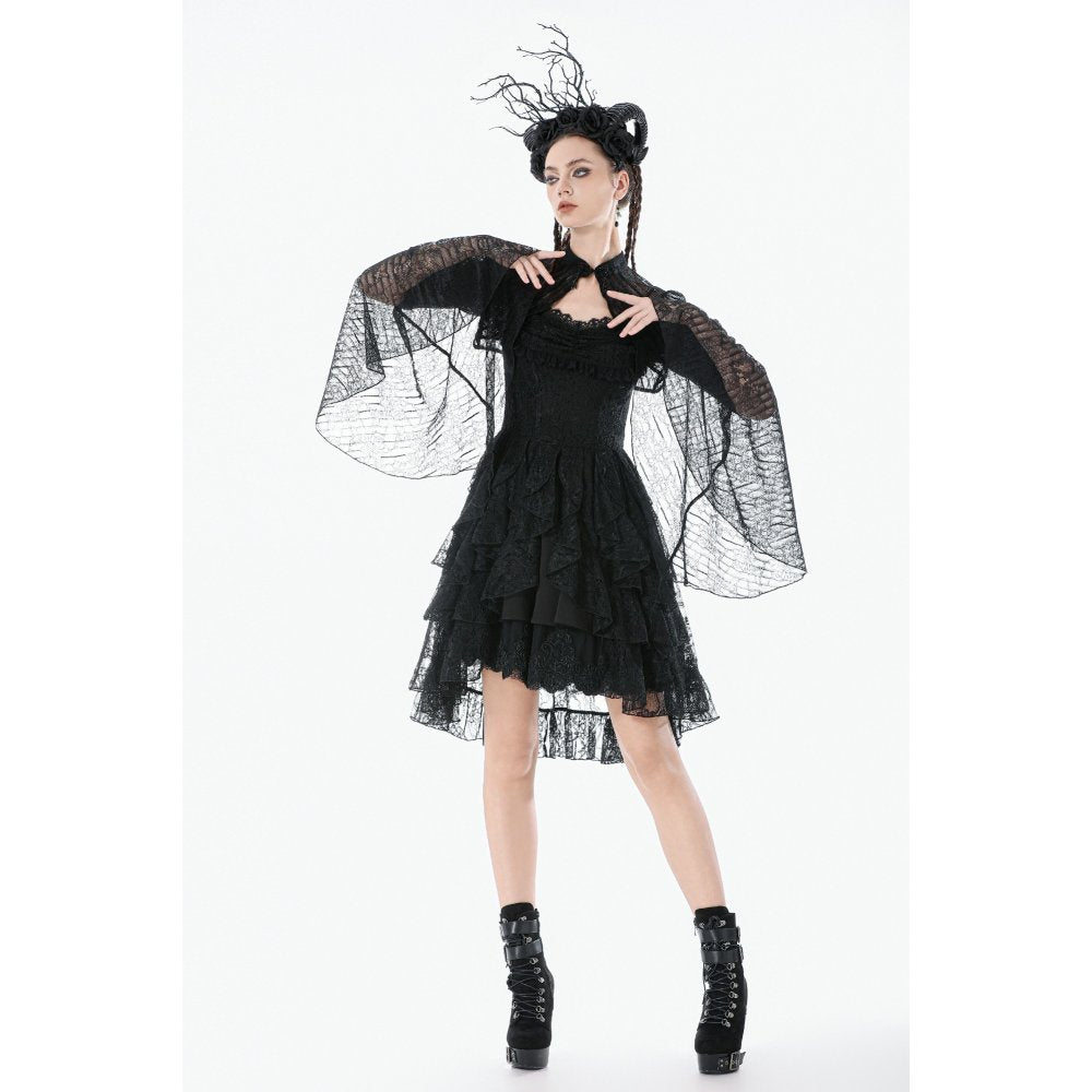 Dark in Love Gothic Cape Elara Lace Shoulder UK 10-22 - QHA UK