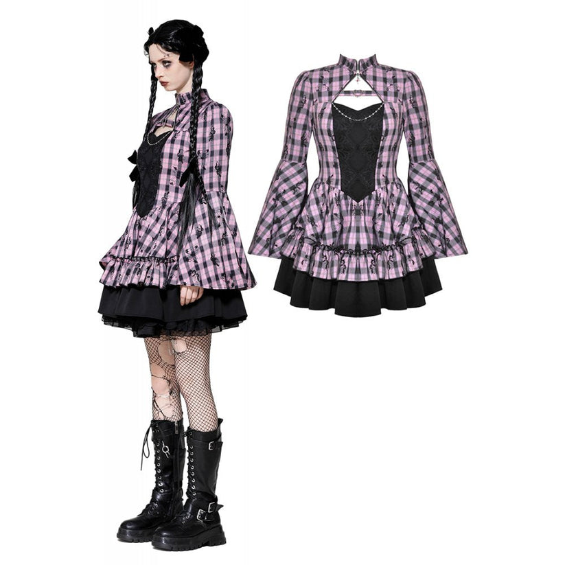 Dark in Love Dress Ellery Big Pink Butterfly Doll Bell-Sleeve UK 8-18 - QHA UK