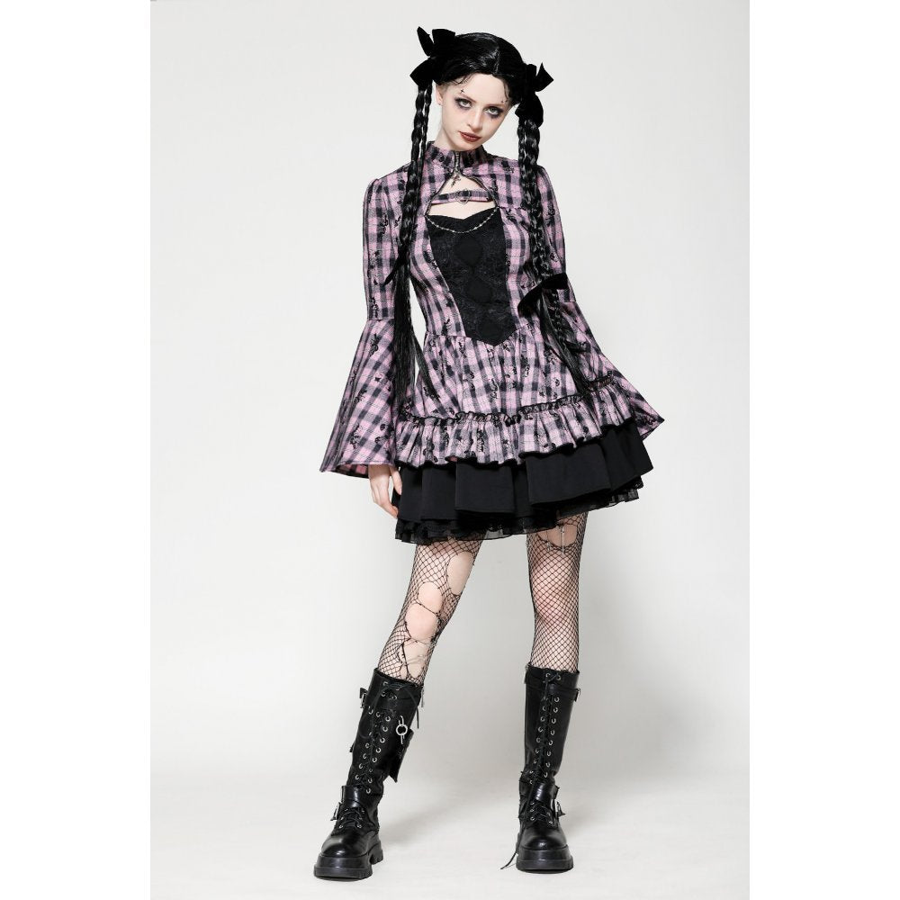 Dark in Love Dress Ellery Big Pink Butterfly Doll Bell-Sleeve UK 8-18 - Sleeve Detail - QHA UK