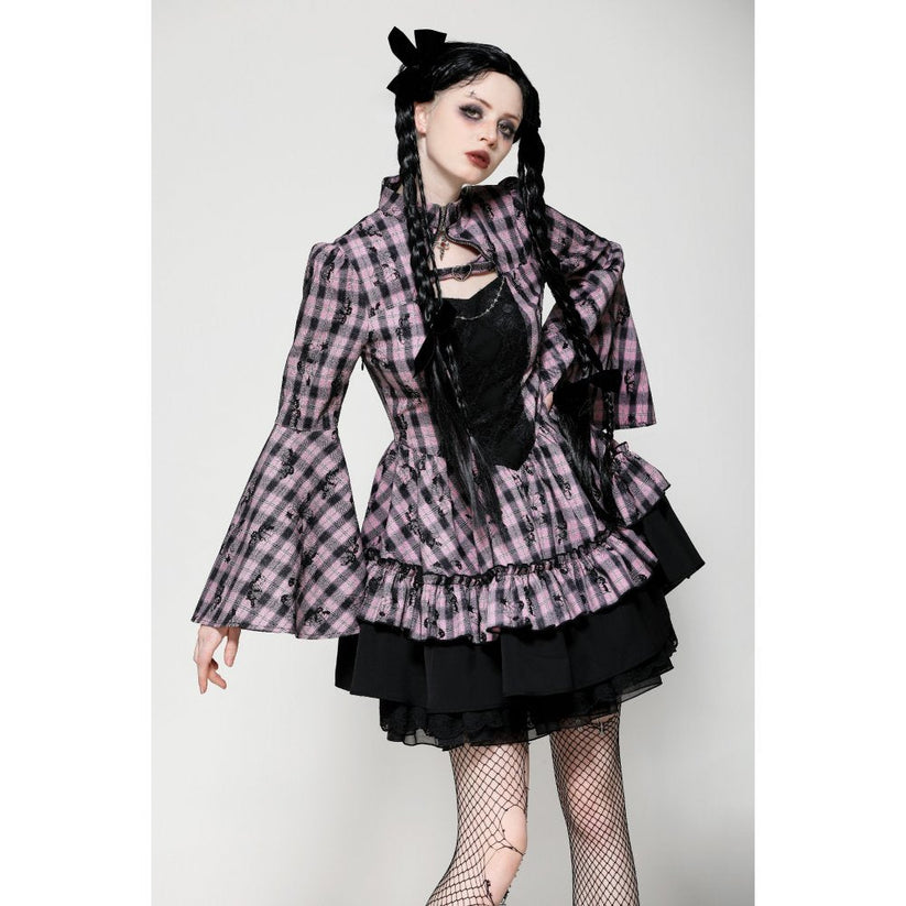 Dark in Love Dress Ellery Big Pink Butterfly Doll Bell-Sleeve UK 8-18 - Sleeve Detail - QHA UK