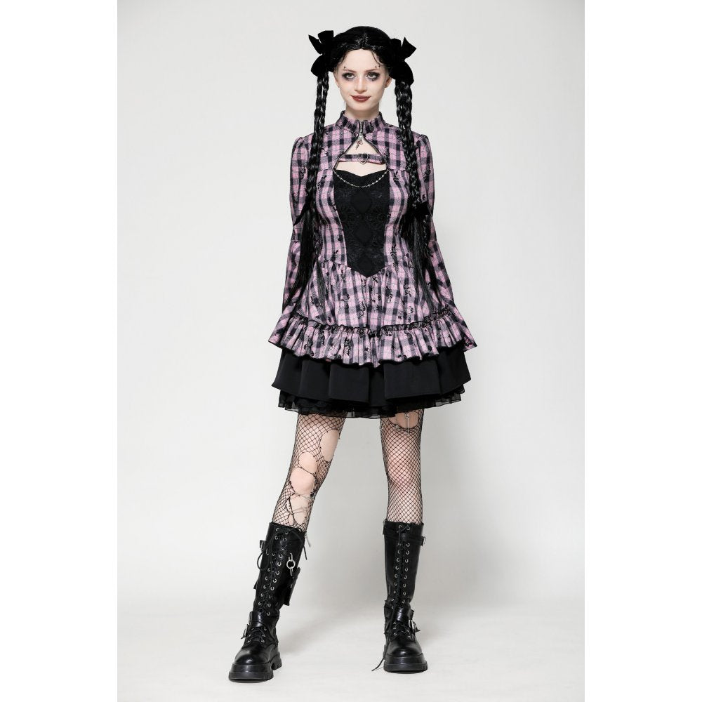 Dark in Love Dress Ellery Big Pink Butterfly Doll Bell-Sleeve UK 8-18 - Sleeve Detail - QHA UK
