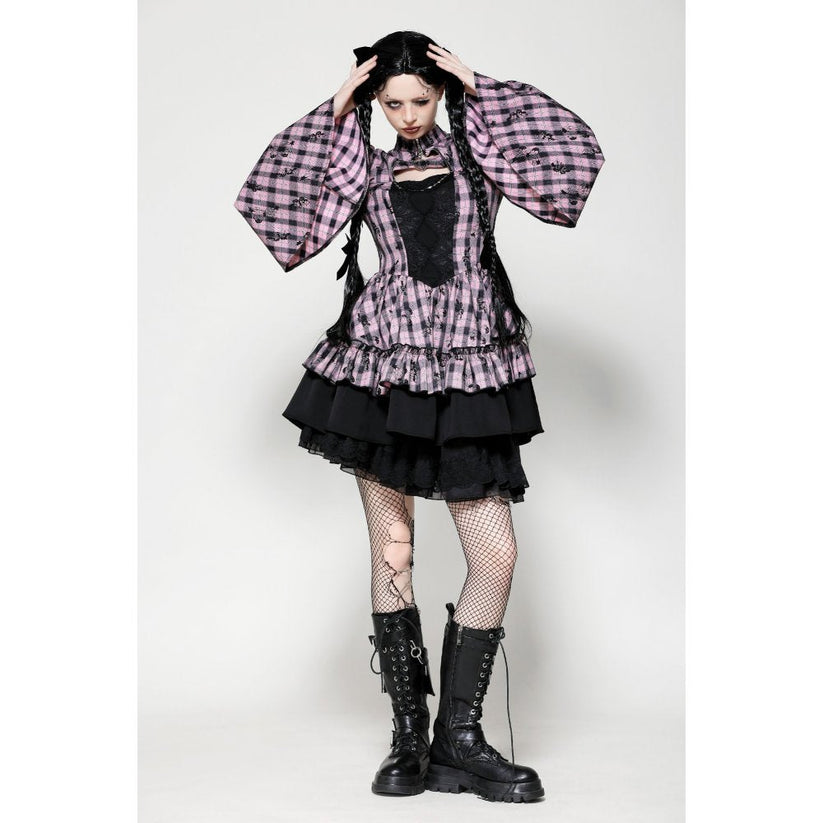 Dark in Love Dress Ellery Big Pink Butterfly Doll Bell-Sleeve UK 8-18 - Sleeve Detail - QHA UK