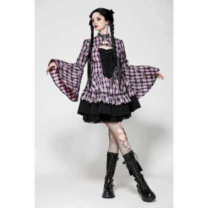 Dark in Love Dress Ellery Big Pink Butterfly Doll Bell-Sleeve UK 8-18 - Sleeve Detail - QHA UK