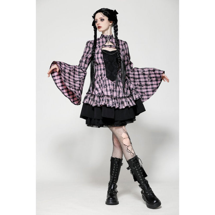 Dark in Love Dress Ellery Big Pink Butterfly Doll Bell-Sleeve UK 8-18 - Sleeve Detail - QHA UK