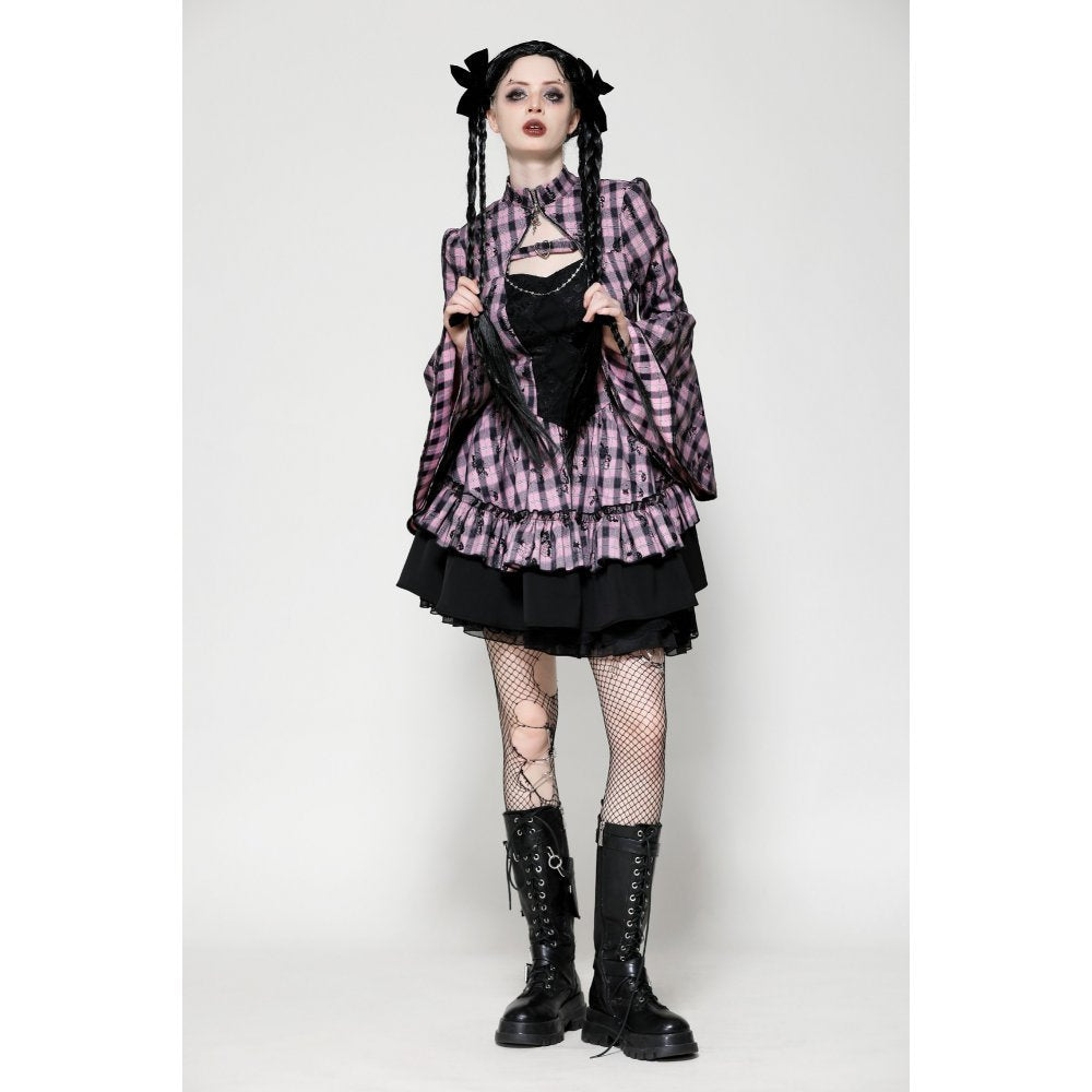 Dark in Love Dress Ellery Big Pink Butterfly Doll Bell-Sleeve UK 8-18 - Sleeve Detail - QHA UK